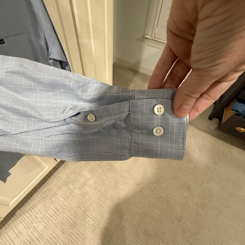 Faconnable Light Blue Plaid Button Down Shirt - image 4